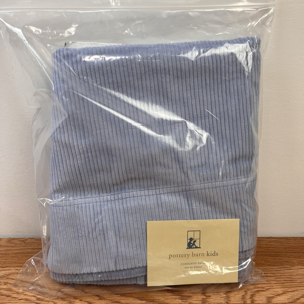Pottery Barn Kids One Corduroy Curtain Panel 44" x 44" Blue Belt Loop Style